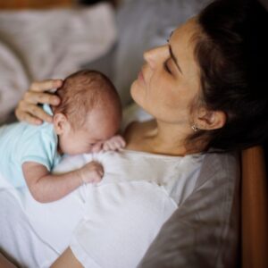 Mom holding baby
