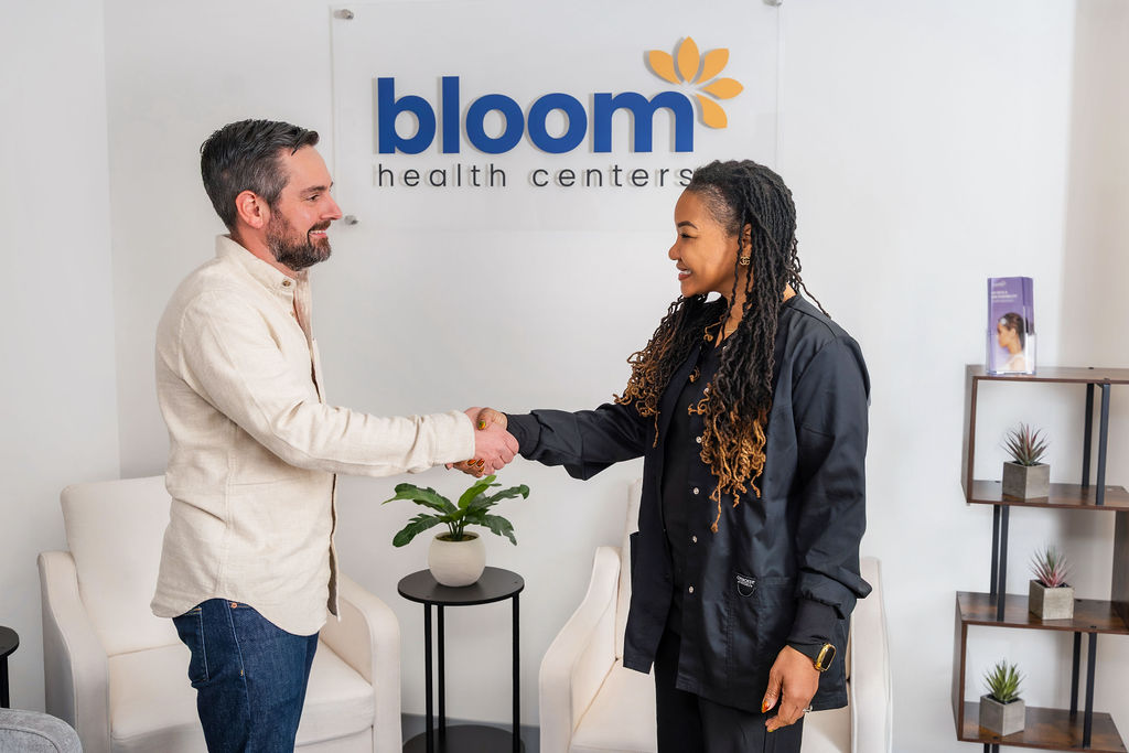 Provider shaking hands with client